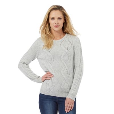 Maine New England Grey cable knit jumper